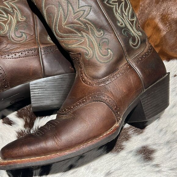 Ariat 15834 Legend Square Toe Brown Pull On Leather Cowboy Boots - 9B A22 - Picture 2 of 12